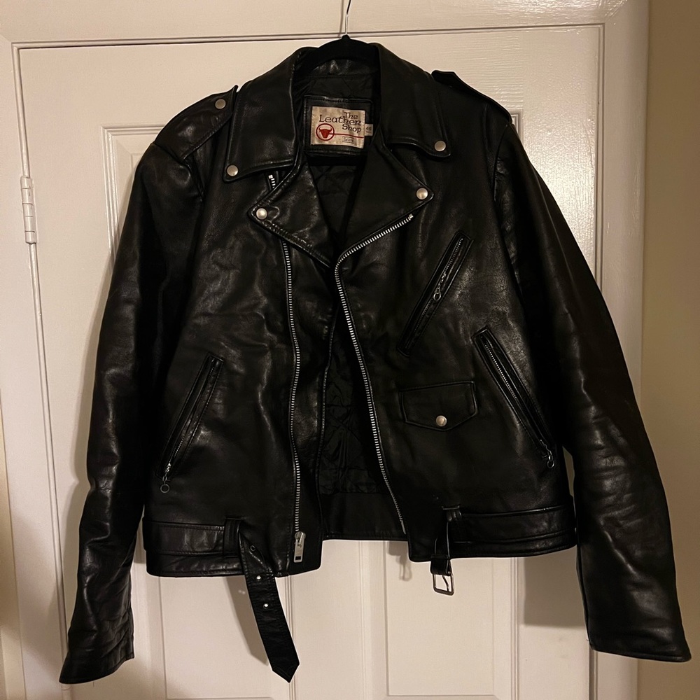 Leather biker jacket